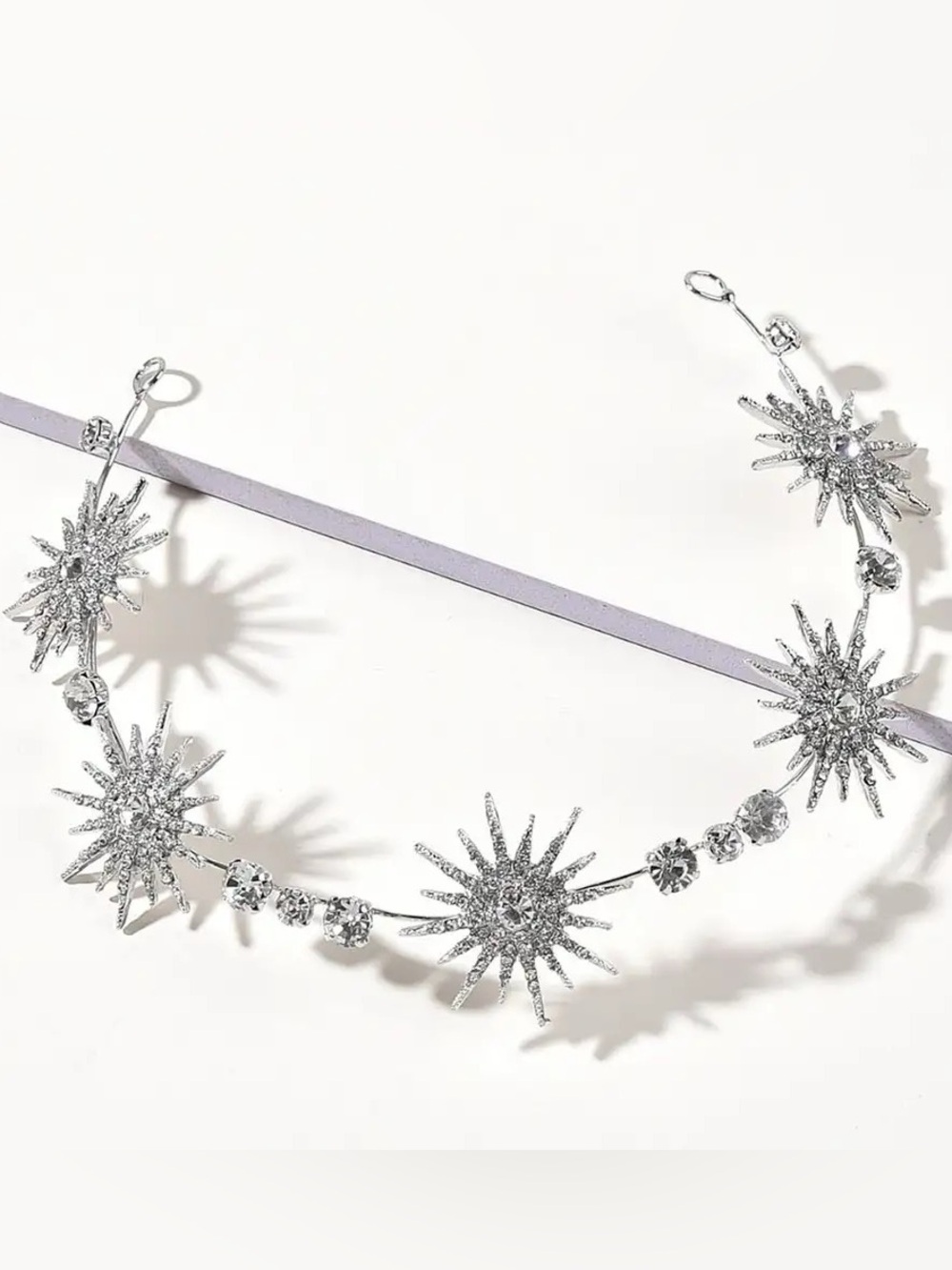 Silver Starburst Crystal Headband - Women Accessories